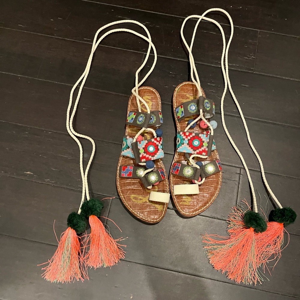 Sam Edelman PomPom Lace Up Sandals